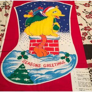 Big Bird Seasons Greetings Oversized Extra Large Stocking Fabric Panel Holiday